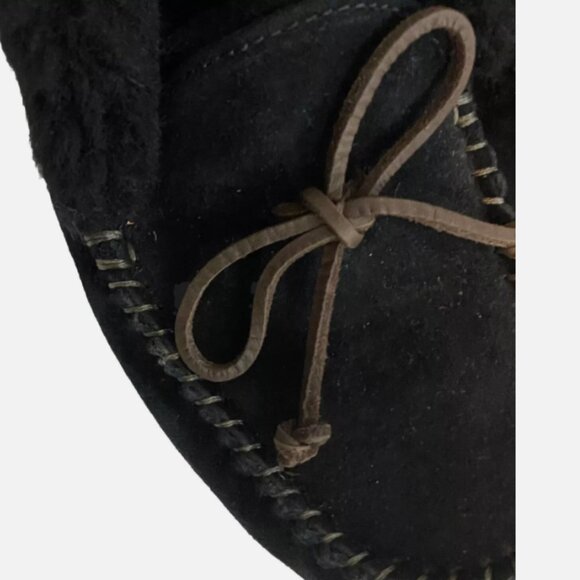 UGG Alena Black Sheepskin Suede Moccasin Slippers Women's US Sz 9 - Picture 4 of 9